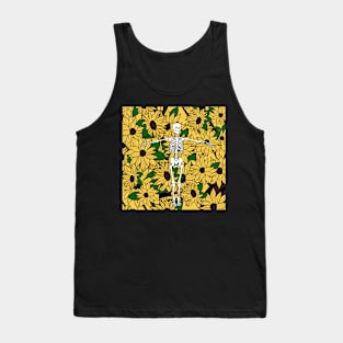 Skeleton in sunflower garden Tank Top